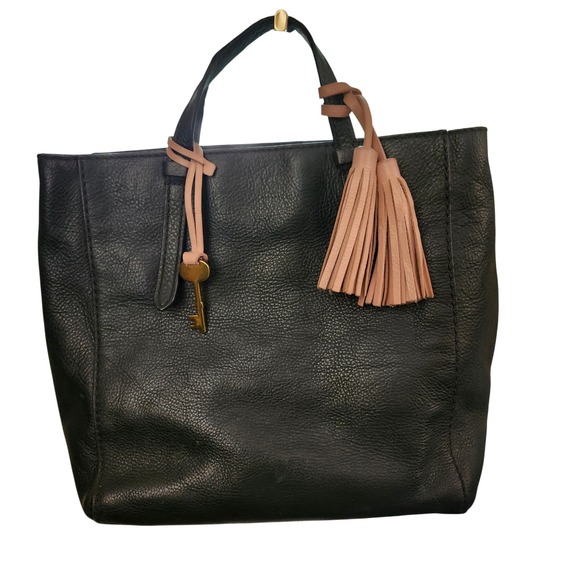 Fossil Handbags - Fossil Camilla Convertible Backpack Tote Dark Green Pebbled Leather Boho Key